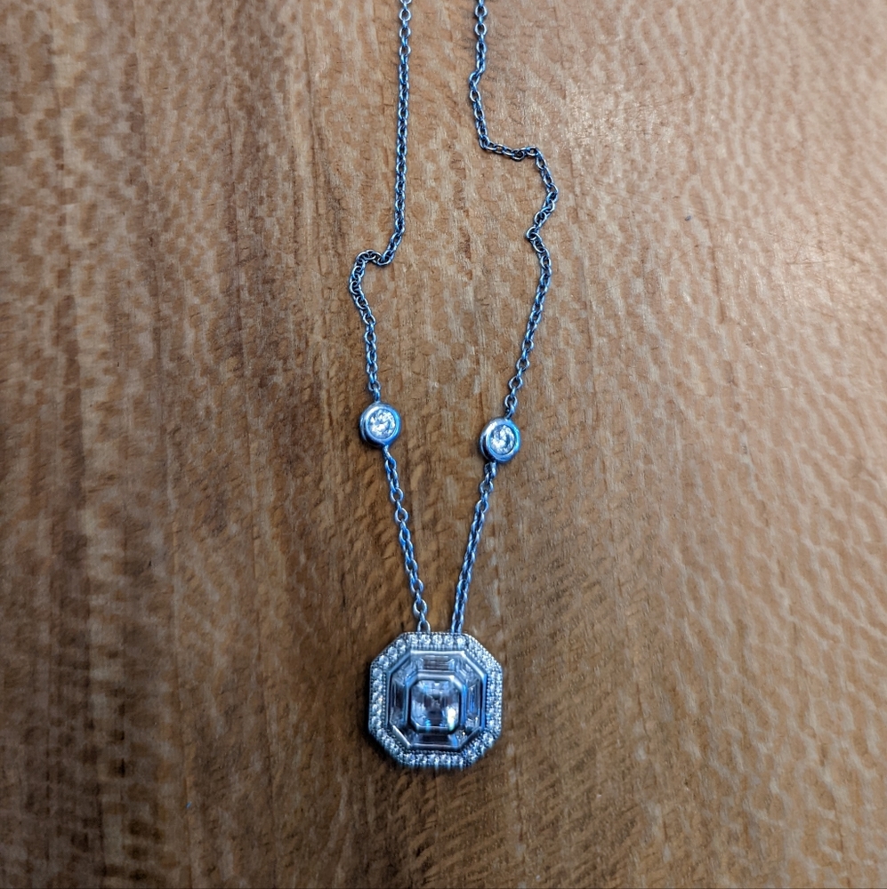 Sterling silver CZ pendant with silver chain